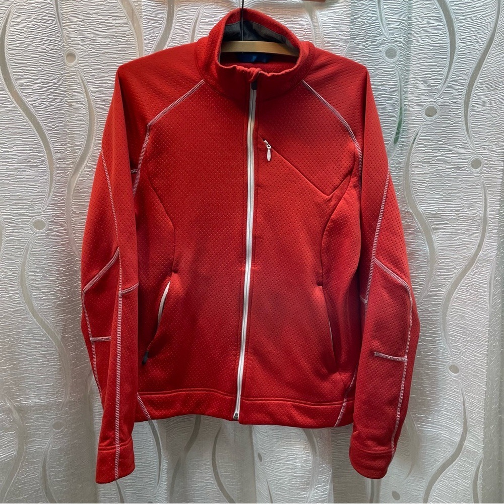 Salomon ActiTherm Fleece Jacket Mens Medium Red Full Zip Performance Hiking Coat